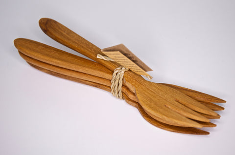 Teak Wood Set of 4 Forks (14 Cm)