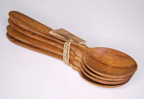 Teak Wood Set of 4 Coffee Spoons